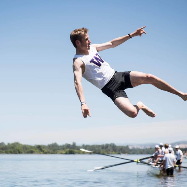 When a crew achieves their goals, the coxswain goes swimming. Another great tradition in our sport!